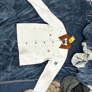 Carhartt Ivory Jacket with Rust Collar